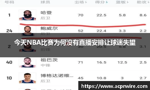 今天NBA比赛为何没有直播安排让球迷失望
